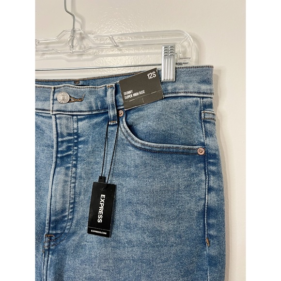 Express High Waist Distressed Skinny Jeans Size 12 - Picture 3 of 8